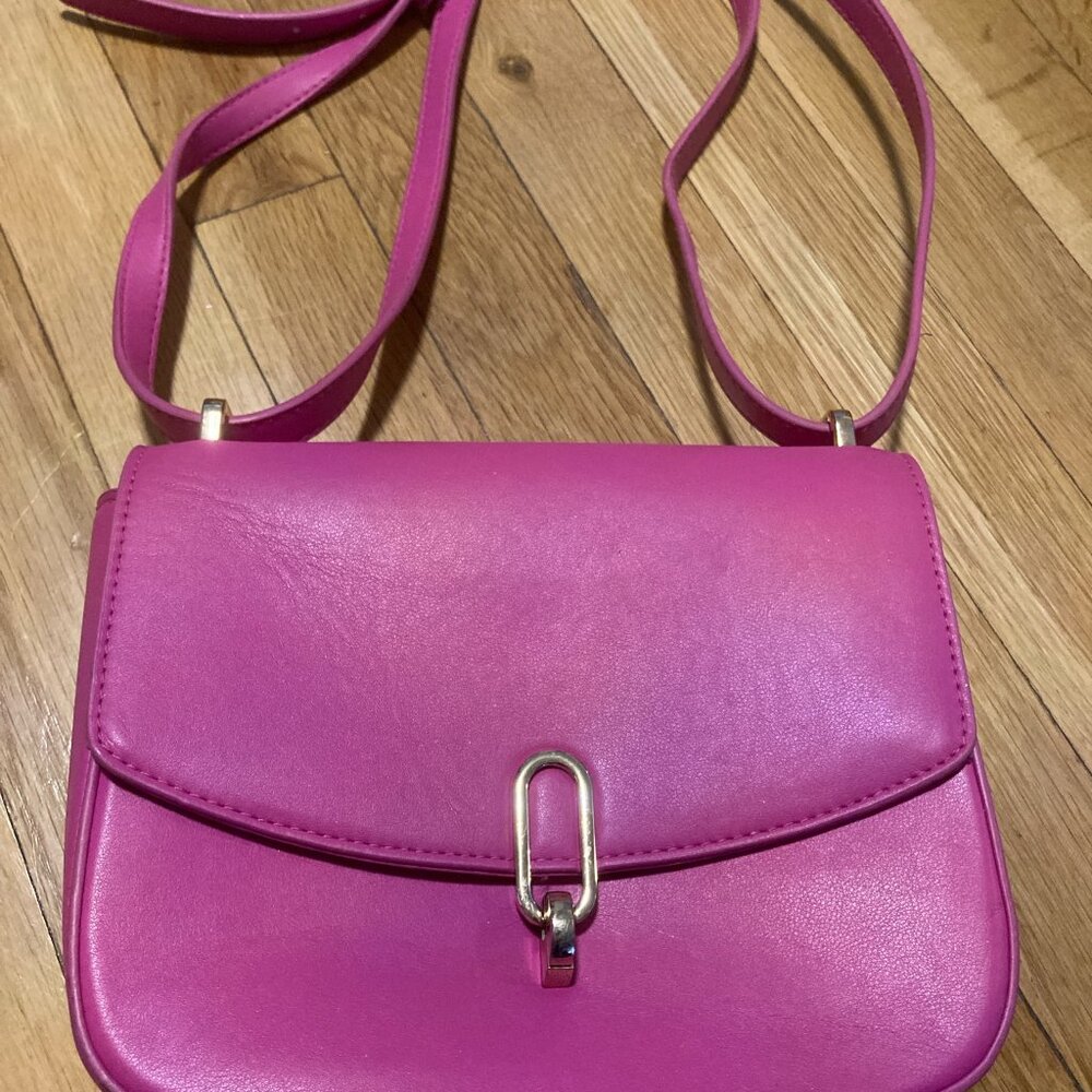 HOT Pink Shoulder Bag Purse With Gold Link